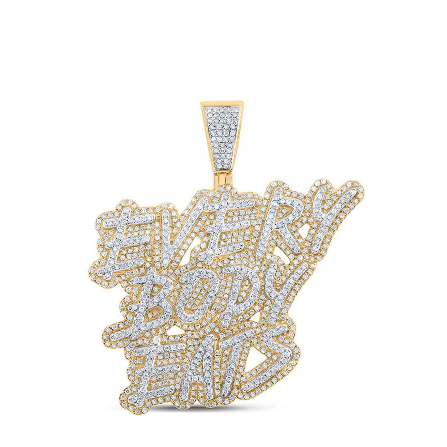 14K/10K Gold 2 ct Diamond Everybody Eats Pendant