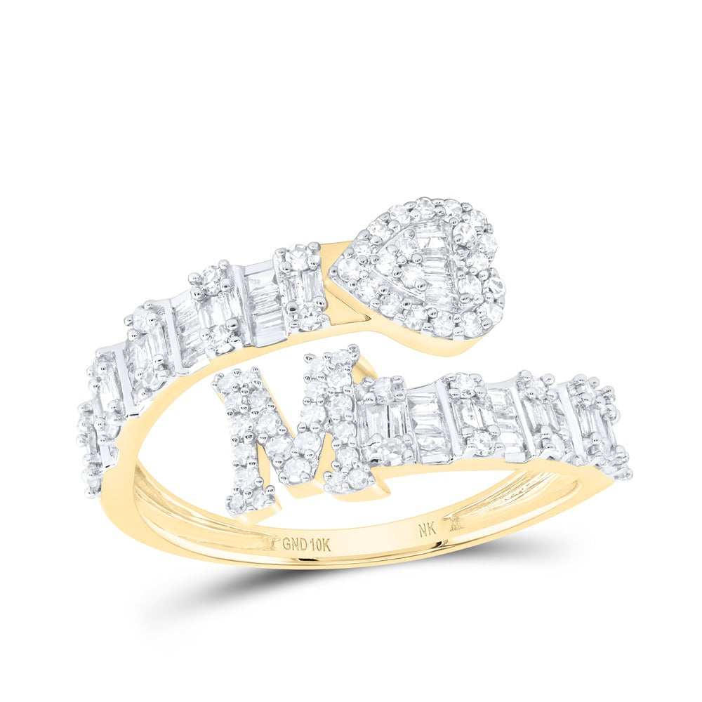 10k Gold 5/8 ct Diamond Baguette Initial Ring