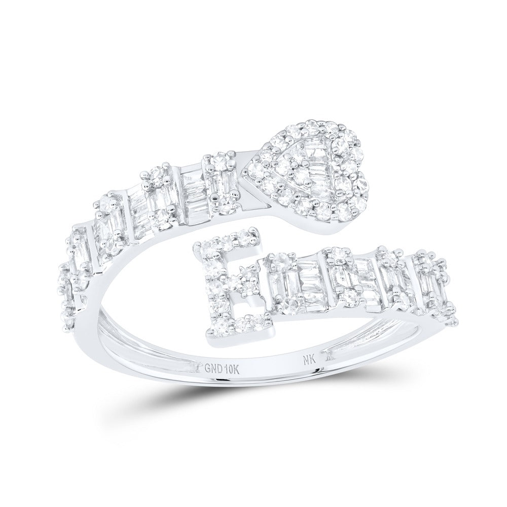 10k Gold 5/8 ct Diamond Baguette Initial Ring