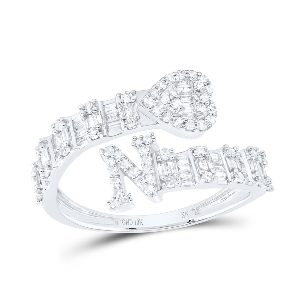 10k Gold 5/8 ct Diamond Baguette Initial Ring