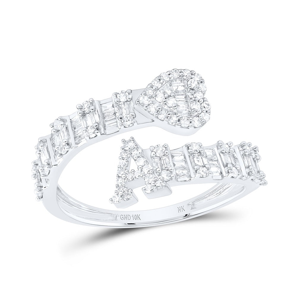10k Gold 5/8 ct Diamond Baguette Initial Ring