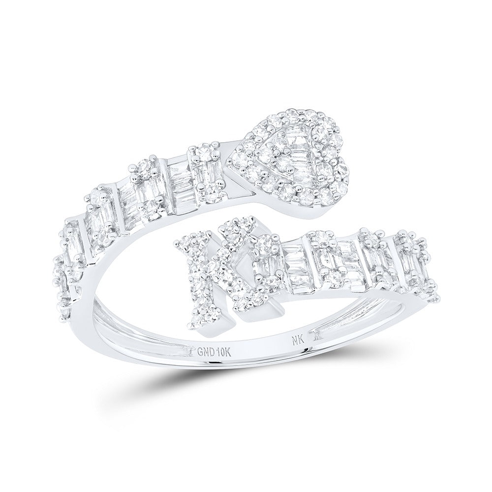 10k Gold 5/8 ct Diamond Baguette Initial Ring