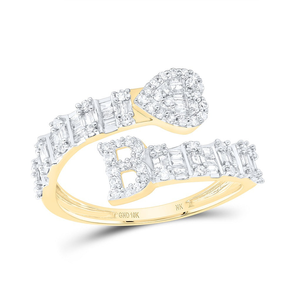 10k Gold 5/8 ct Diamond Baguette Initial Ring