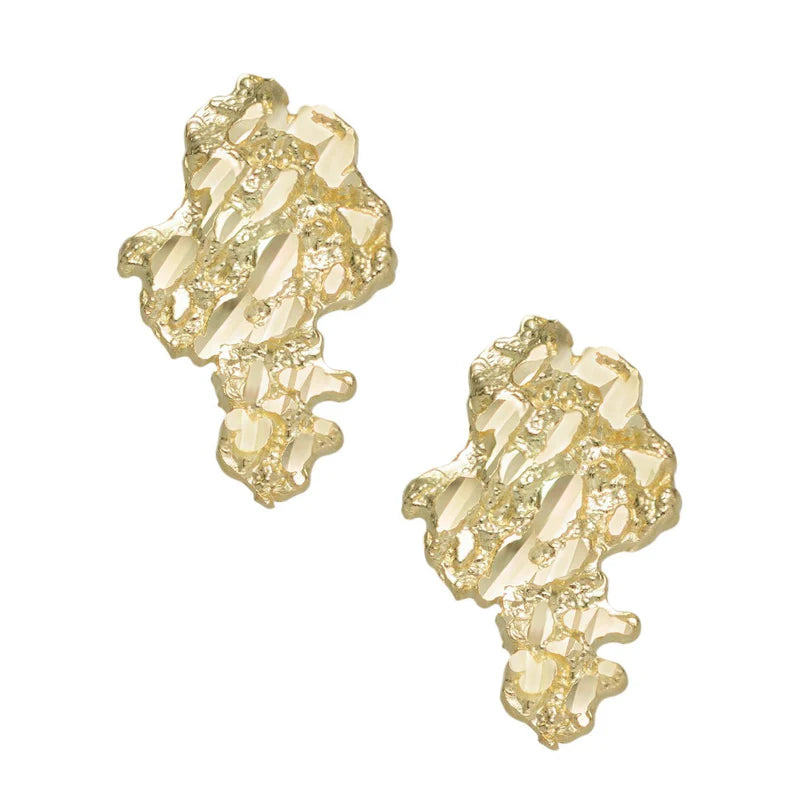 10k Gold Large Nugget Stud Earrings