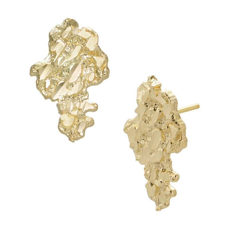 10k Gold Large Nugget Stud Earrings