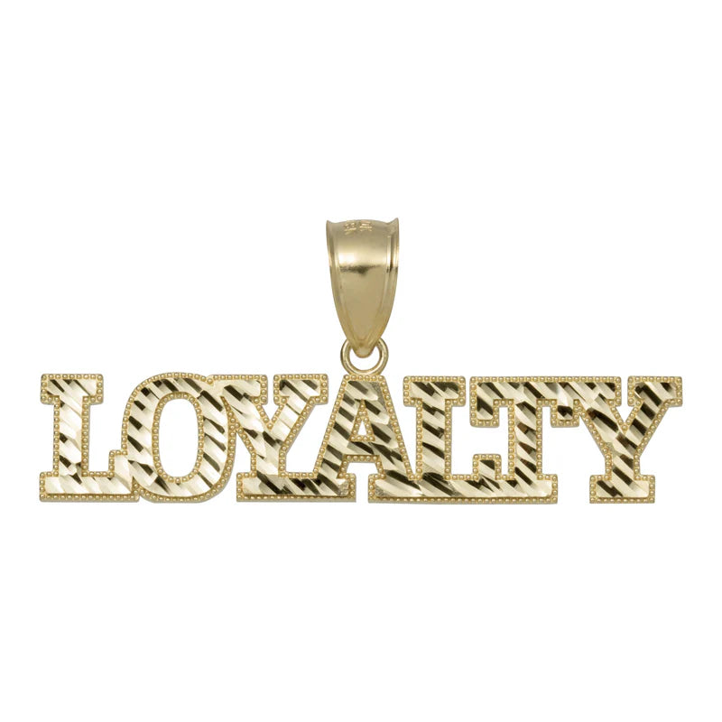 10k Gold Loyalty Script Diamond Cut Pendant