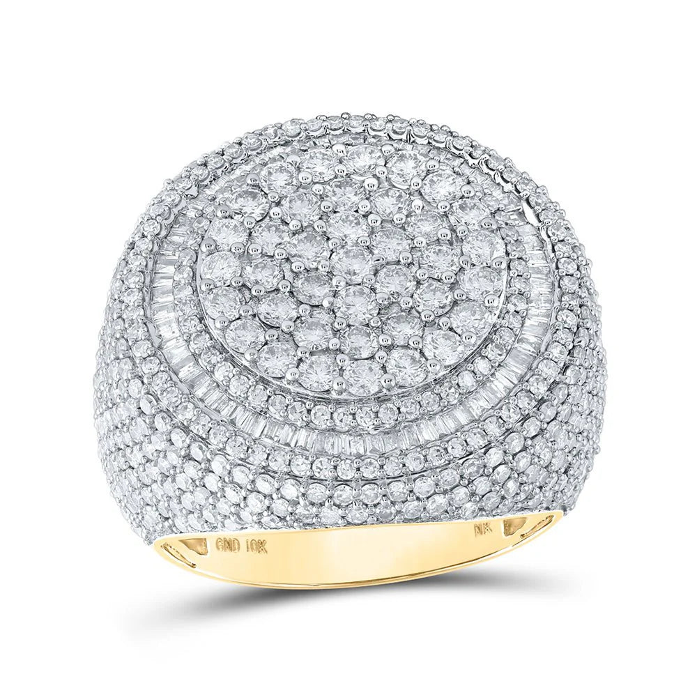 10k Gold Men's 5 1/3 ct Round Diamond Cluster Ring