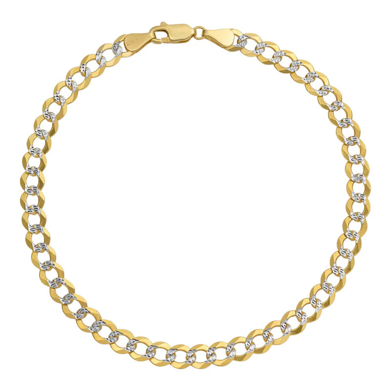 10k Gold Curb Cuban Pave Link Anklet