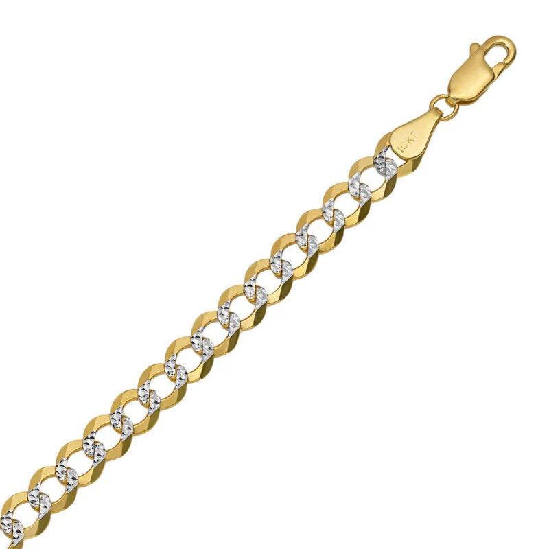 10k Gold Curb Cuban Pave Link Anklet