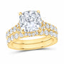 14K Yellow Gold 4 1/2 CTW Lab-Grown Diamond Cushion Halo Bridal Ring Set