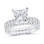 14K White Gold 4 CTW Lab-Grown Diamond Princess Bridal Ring Set