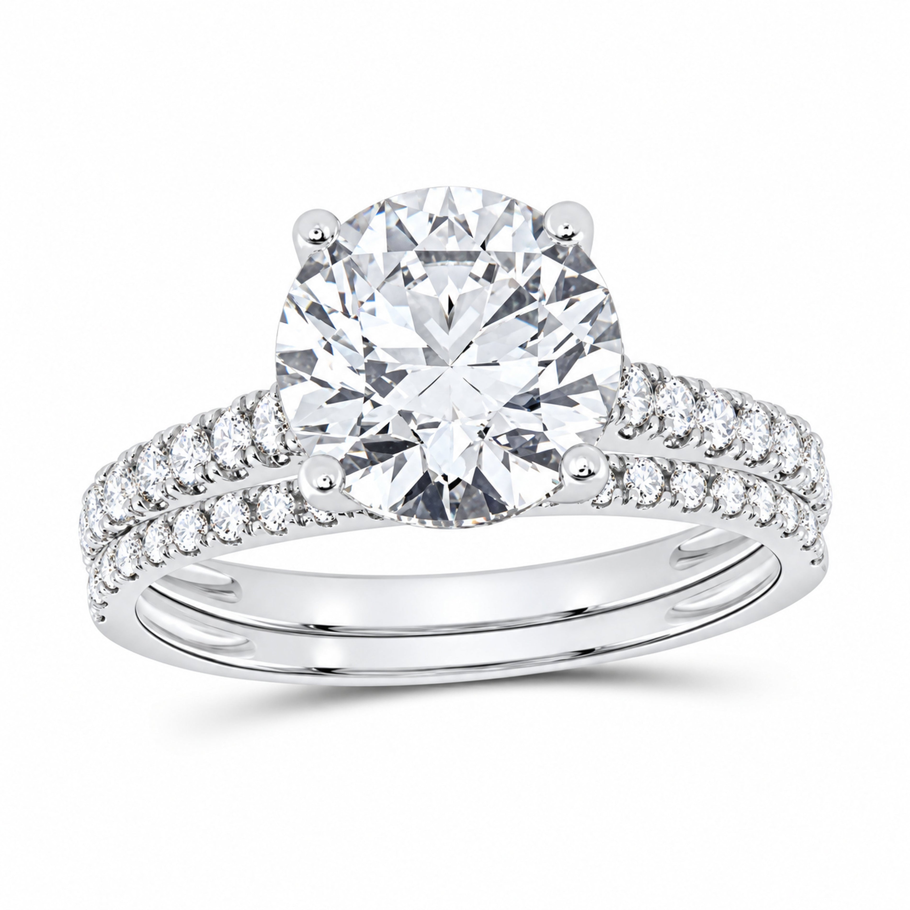 14K White Gold 3 1/2 CTW Lab-Grown Diamond Round Bridal Ring Set