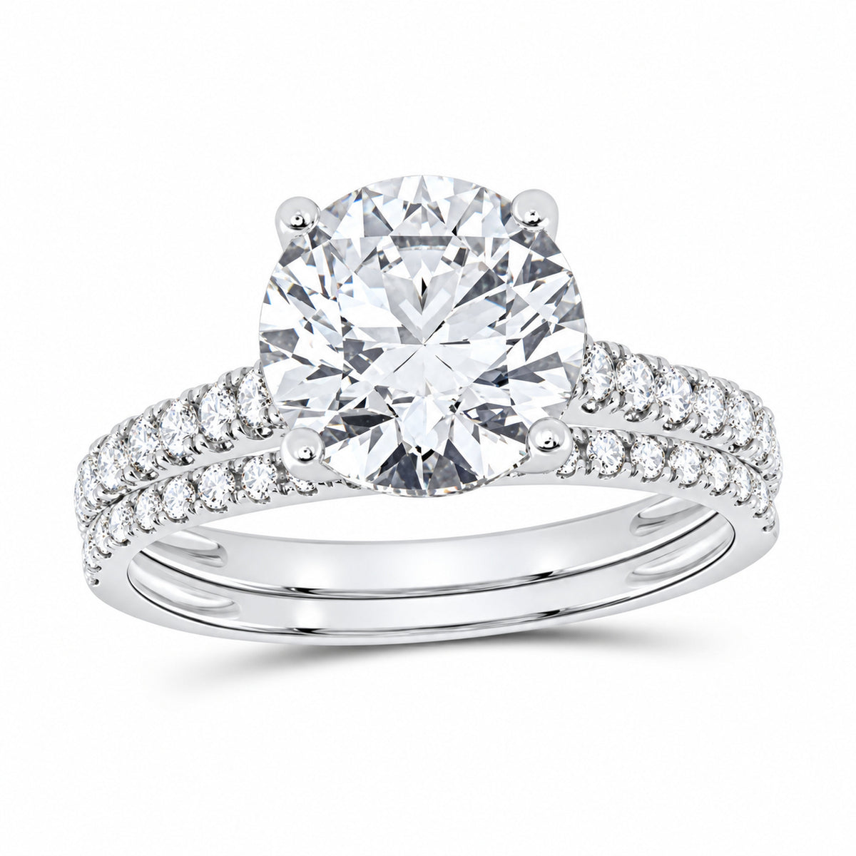 14K White Gold 3 1/2 CTW Lab-Grown Diamond Round Bridal Ring Set