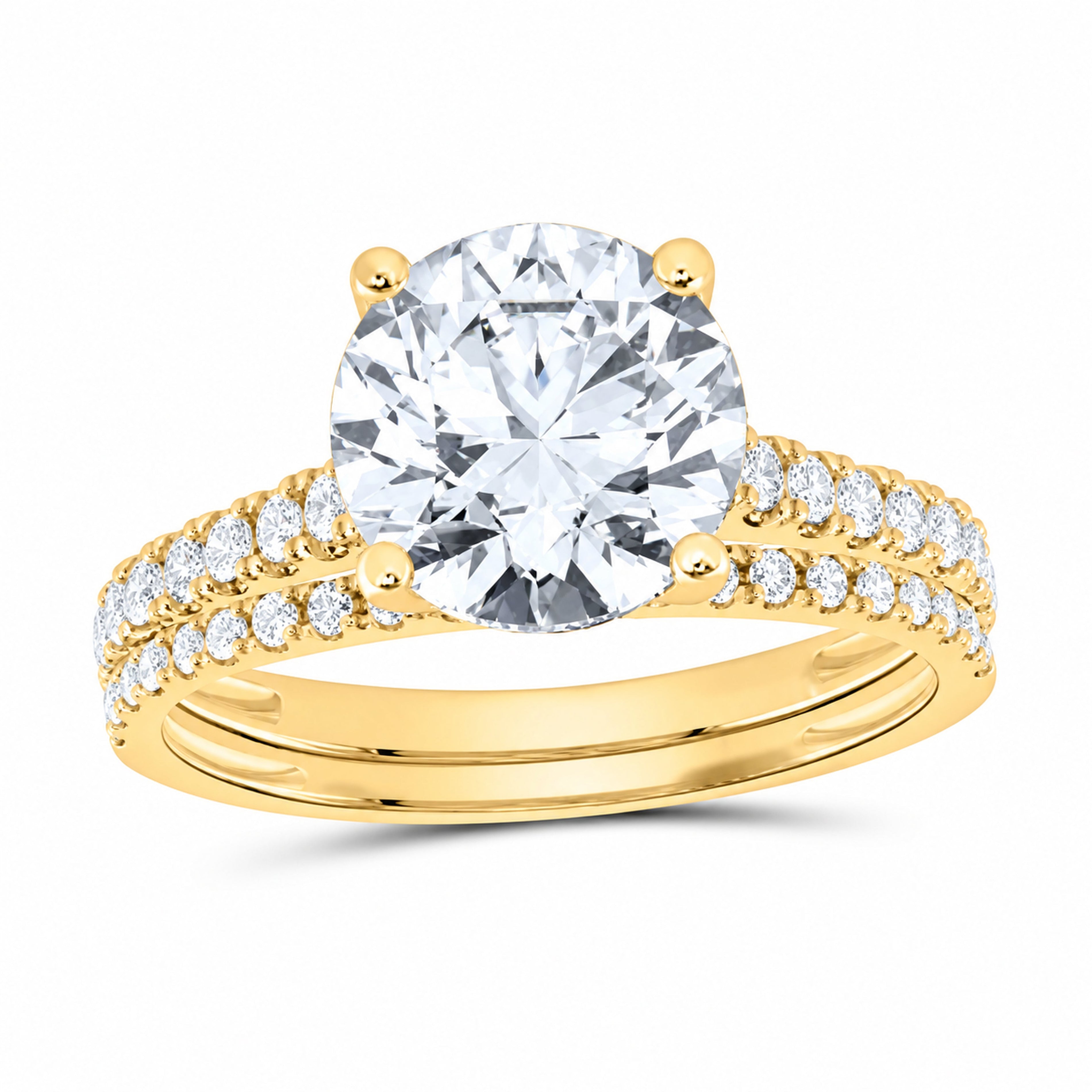 14K Yellow Gold 3 1/2 CTW Lab-Grown Diamond Round Bridal Ring Set