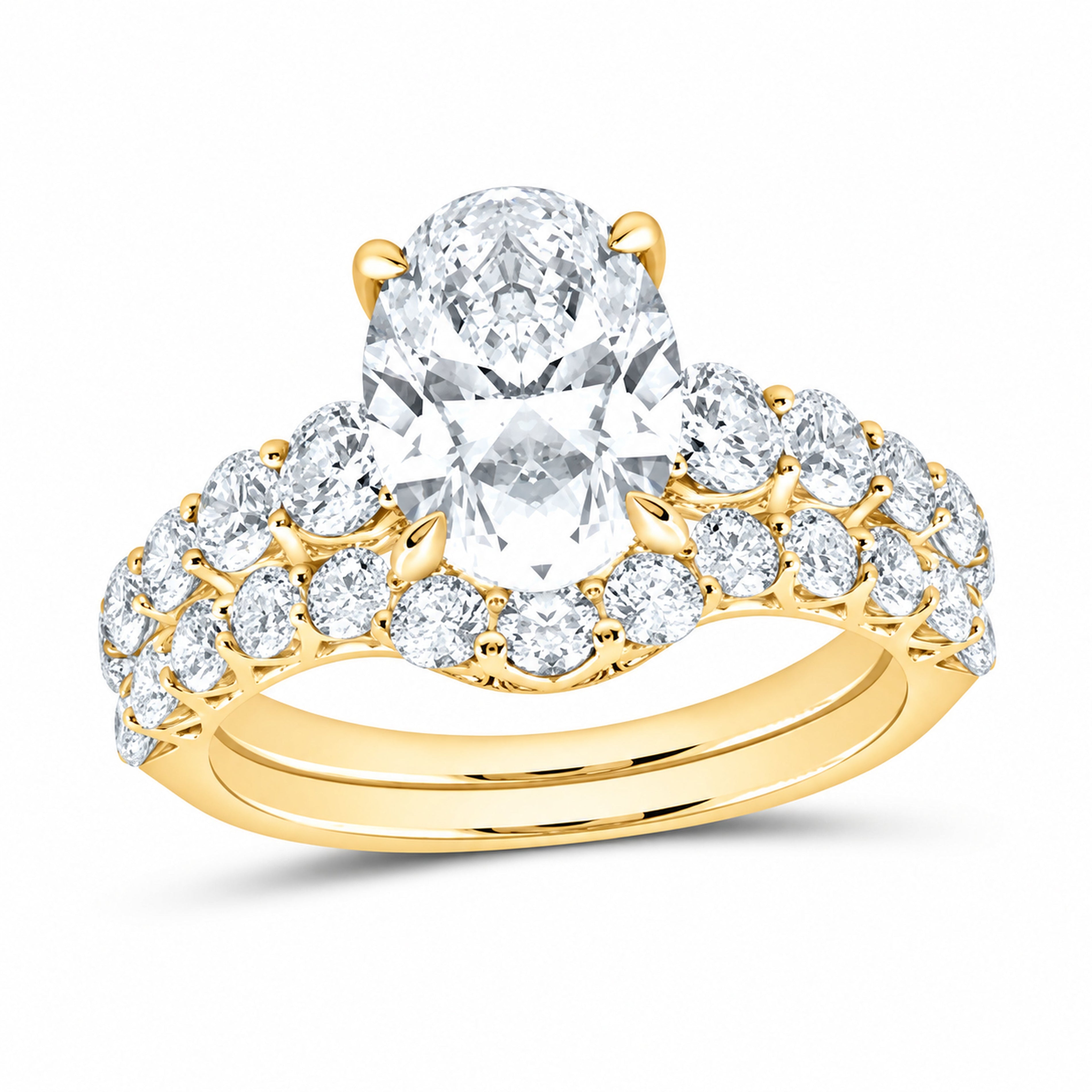 14K Yellow Gold 5 CTW Lab-Grown Diamond Oval Bridal Ring Set