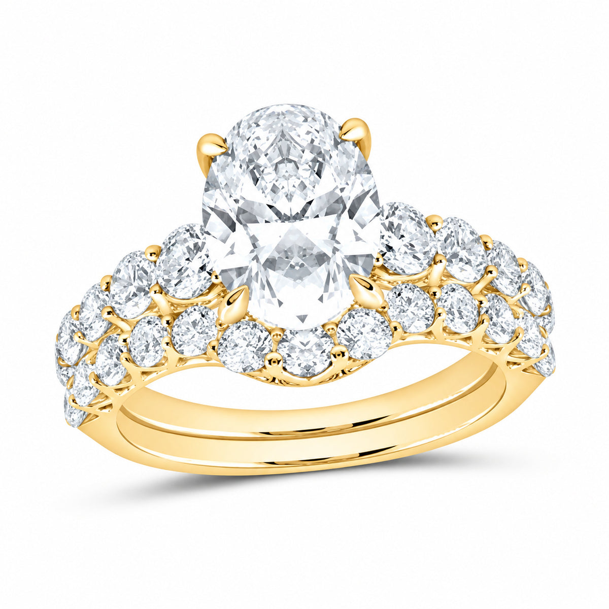 14K Yellow Gold 5 CTW Lab-Grown Diamond Oval Bridal Ring Set