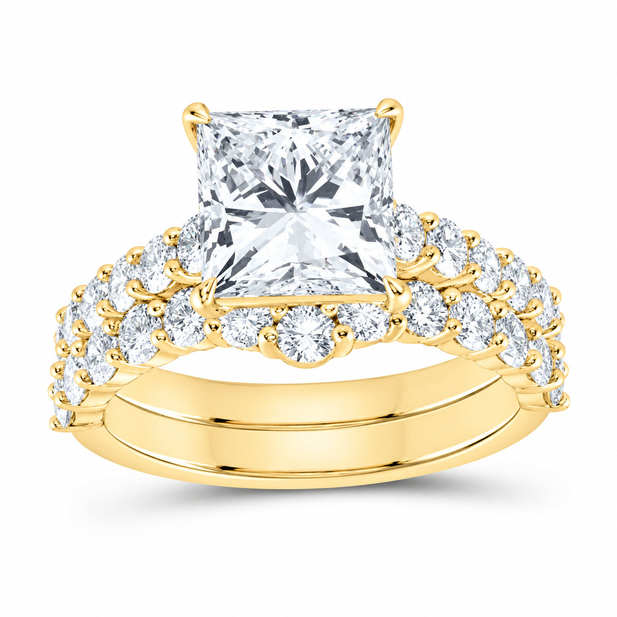 14K Yellow Gold 4 5/8 CTW Lab-Grown Diamond Princess Bridal Ring Set