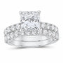 14K White Gold 5 CTW Lab-Grown Diamond Princess Bridal Ring Set