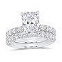 14K White Gold 5 CTW Lab-Grown Diamond Radiant Halo Bridal Ring Set