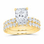 14K Yellow Gold 5 CTW Lab-Grown Diamond Radiant Halo Bridal Ring Set