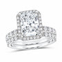 14K White Gold 4 1/2 CTW Lab-Grown Diamond Radiant Halo Bridal Ring Set