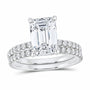 14K White Gold 3 7/8 CTW Lab-Grown Diamond Emerald Bridal Ring Set