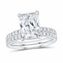 14K White Gold 3 3/4 CTW Lab-Grown Diamond Radiant Bridal Ring Set