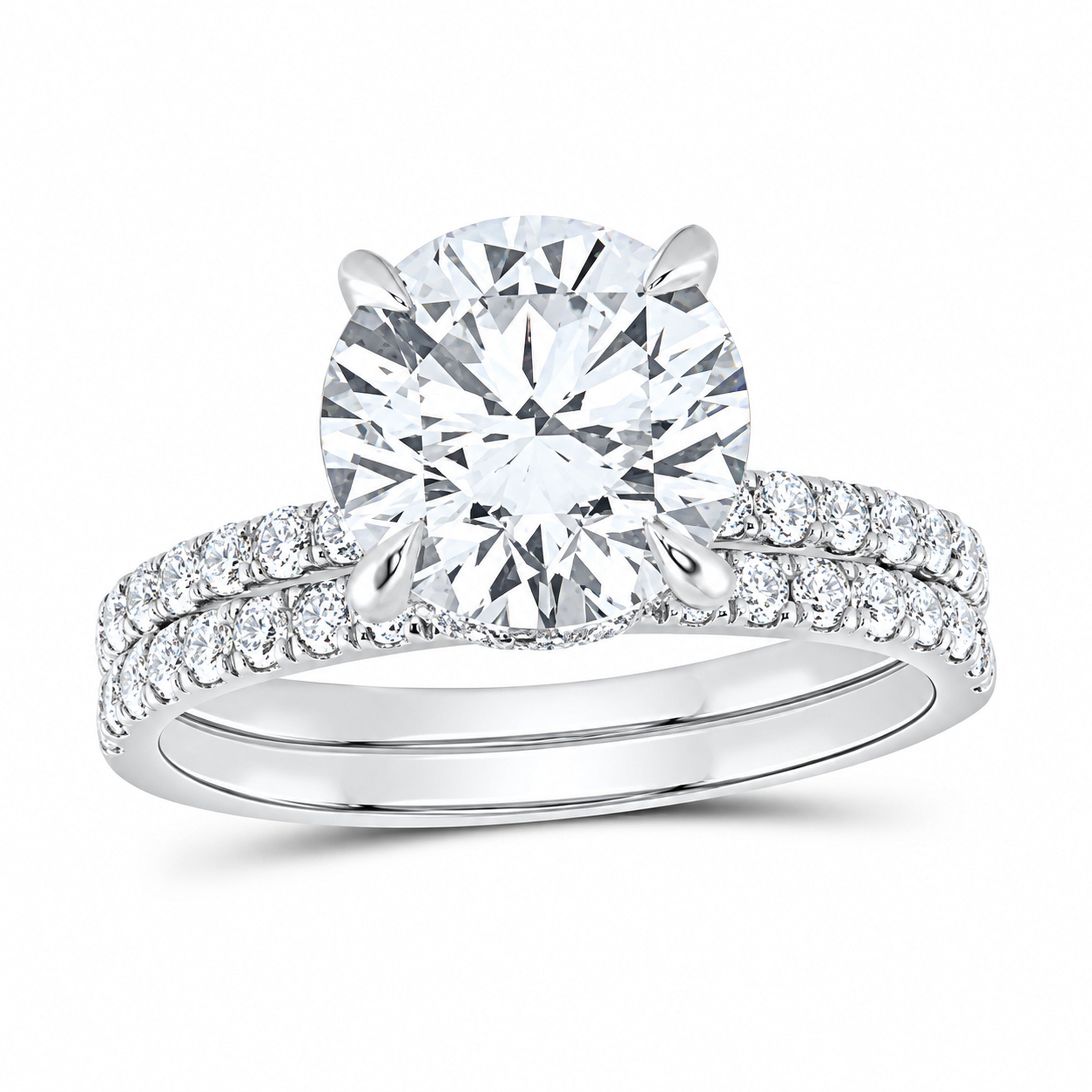 14K White Gold 3 3/4 CTW Lab-Grown Diamond Round Bridal Ring Set