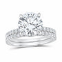 14K White Gold 3 3/4 CTW Lab-Grown Diamond Round Bridal Ring Set