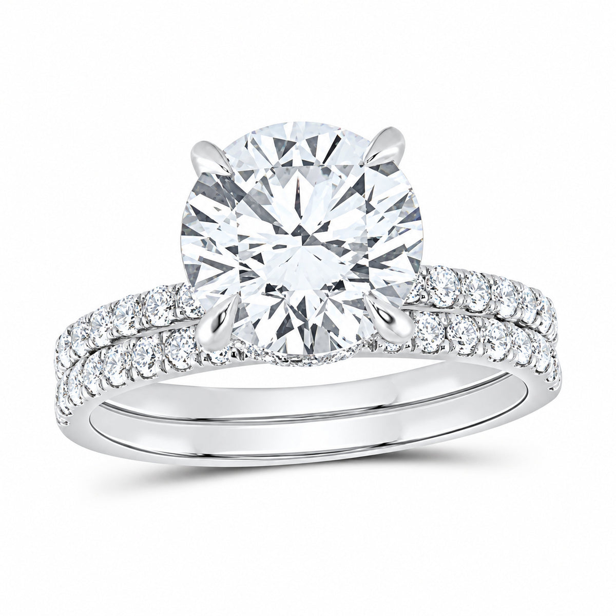 14K White Gold 3 3/4 CTW Lab-Grown Diamond Round Bridal Ring Set