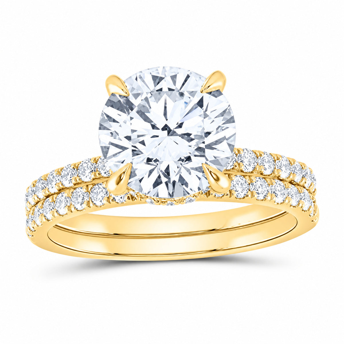 14K Yellow Gold 3 3/4 CTW Lab-Grown Diamond Round Bridal Ring Set