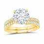 14K Yellow Gold 3 1/2 CTW Lab-Grown Diamond Round Bridal Ring Set