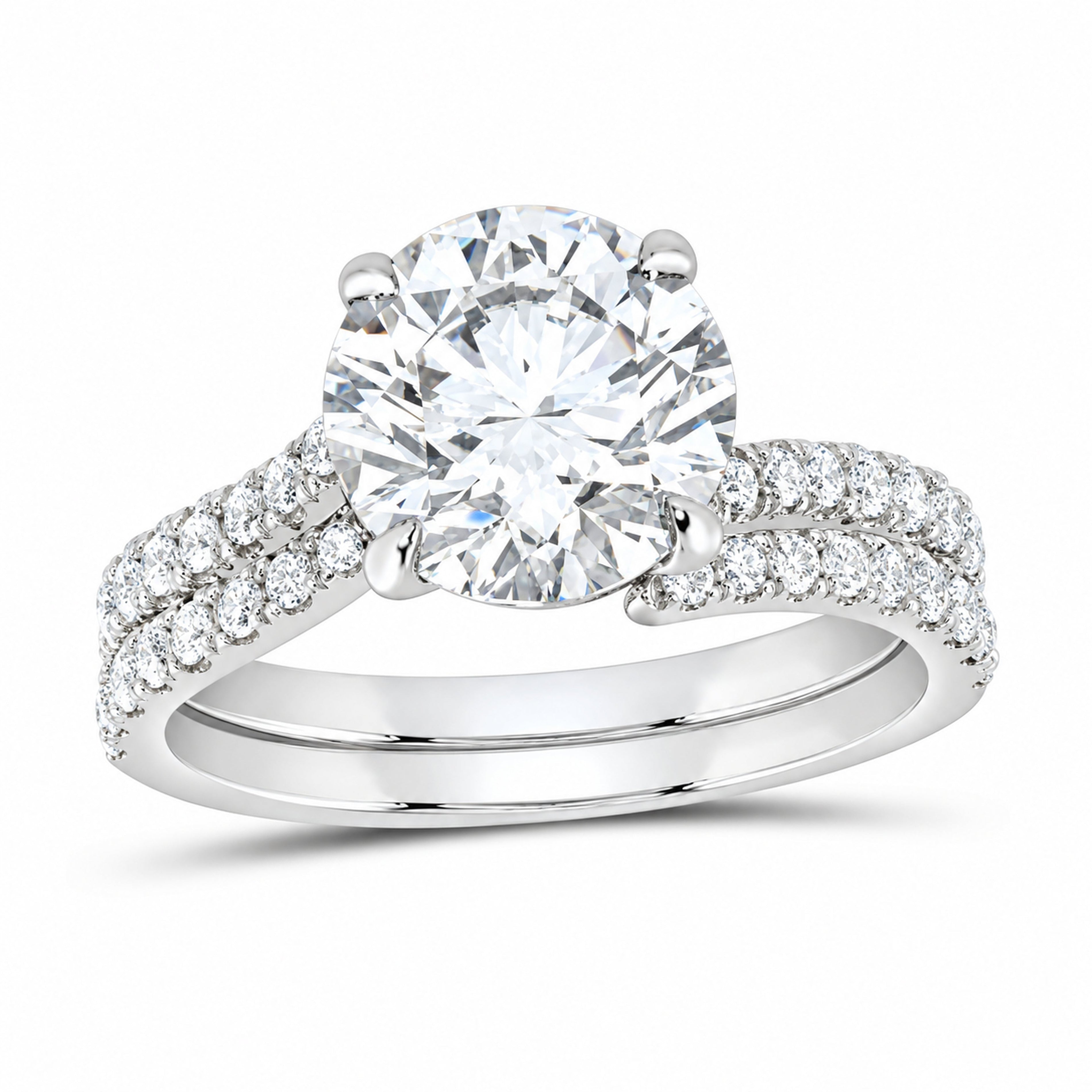 14K White Gold 3 1/2 CTW Lab-Grown Diamond Round Bridal Ring Set