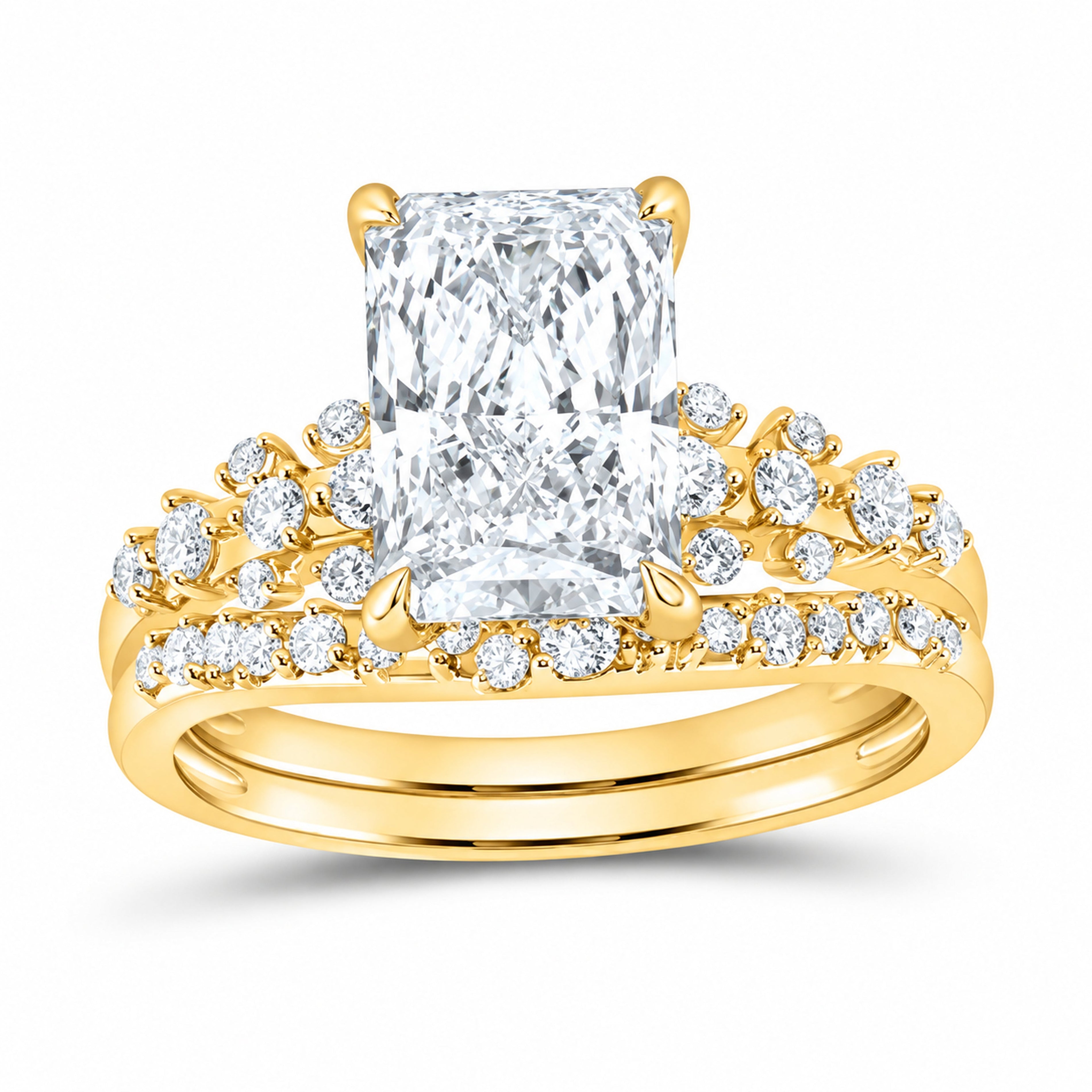 14K Yellow Gold 3 1/2 CTW Lab-Grown Diamond Radiant Bridal Ring Set