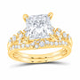 14K Yellow Gold 3 1/2 CTW Lab-Grown Diamond Princess Bridal Ring Set