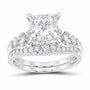14K White Gold 3 1/2 CTW Lab-Grown Diamond Princess Bridal Ring Set