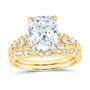 14K Yellow Gold 3 1/2 CTW Lab-Grown Diamond Cushion Bridal Ring Set