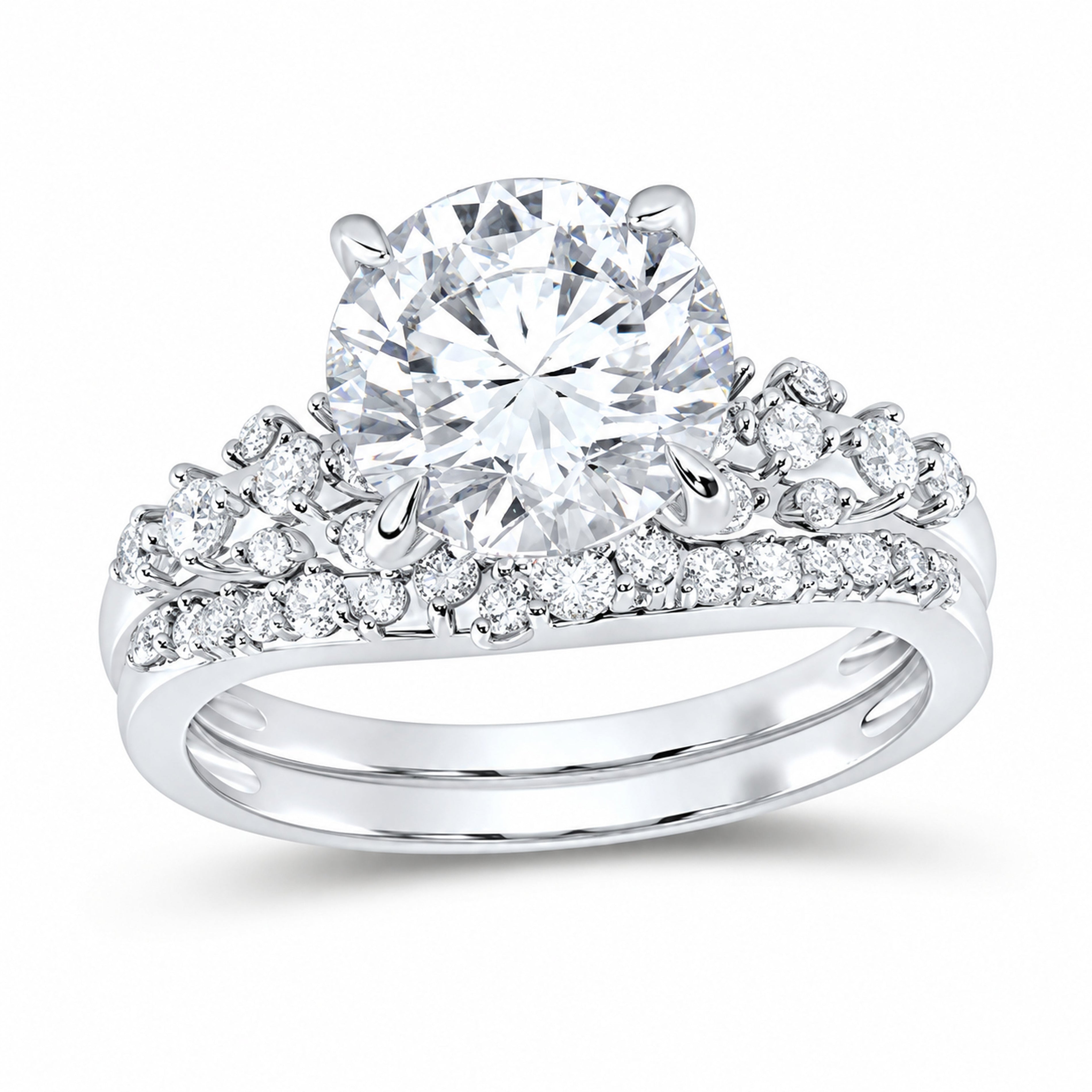 14K White Gold 3 1/2 CTW Lab-Grown Diamond Round Bridal Ring Set