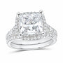 14K White Gold 4 7/8 CTW Lab-Grown Diamond Princess Cushion Halo Bridal Ring Set