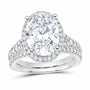 14K White Gold 4 3/4 CTW Lab-Grown Diamond Oval Halo Bridal Ring Set