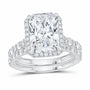 14K White Gold 5 CTW Lab-Grown Diamond Radiant Halo Bridal Ring Set