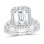 14K White Gold 5 CTW Lab-Grown Diamond Emerald Halo Bridal Ring Set