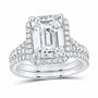 14K White Gold 4 3/4 CTW Lab-Grown Diamond Emerald Halo Bridal Ring Set