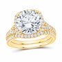 14K Yellow Gold 4 3/4 CTW Lab-Grown Diamond Round Cushion Halo Bridal Ring Set