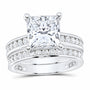 14K White Gold 5 CTW Lab-Grown Diamond Princess Bridal Ring Set