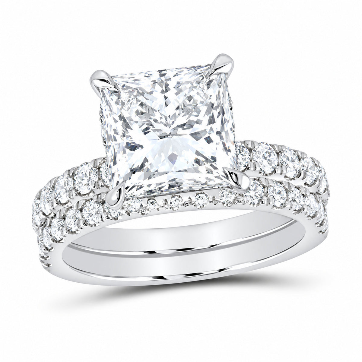 14K White Gold 5 1/3 CTW Lab-Grown Diamond Princess Bridal Ring Set