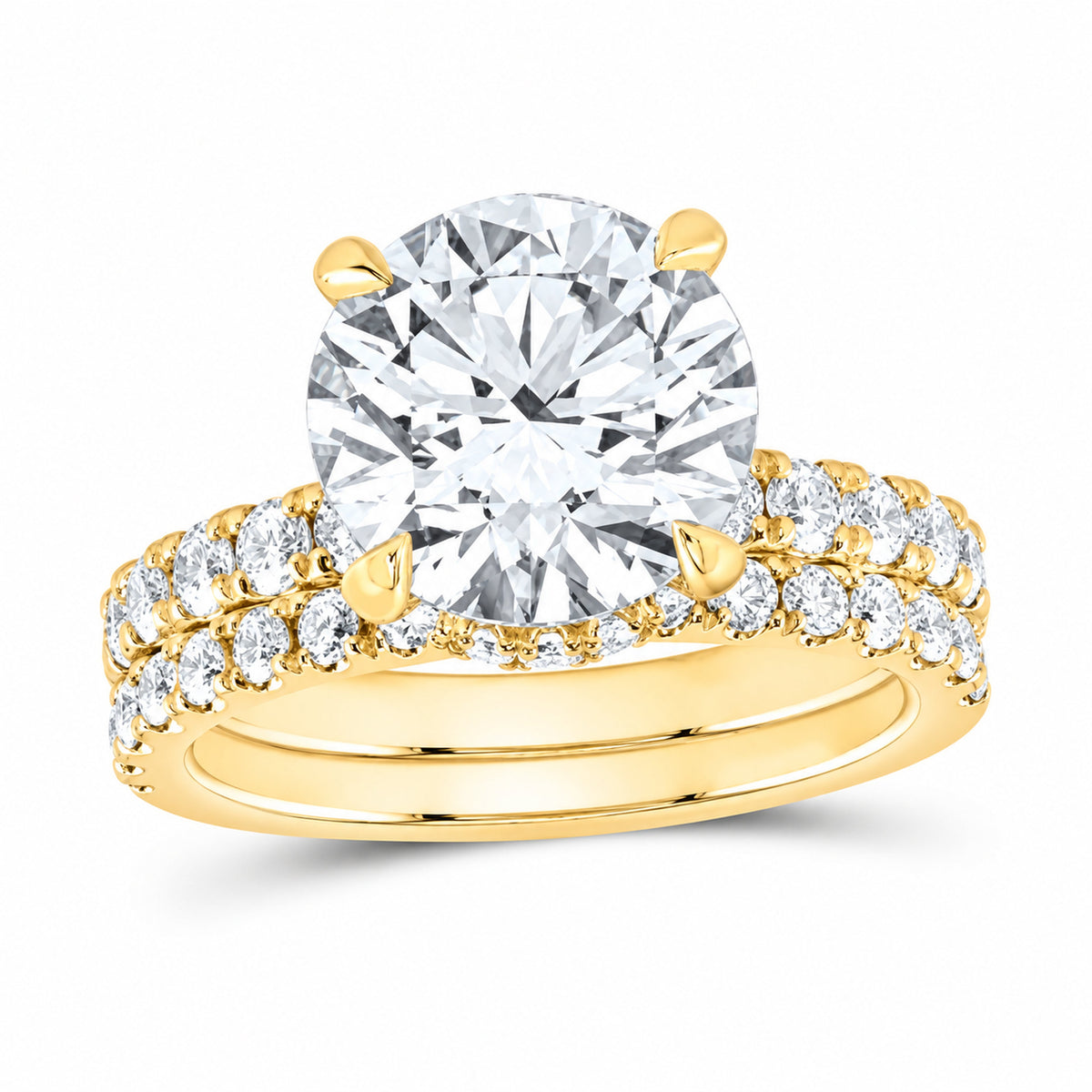 14K Yellow Gold 5 1/3 CTW Lab-Grown Diamond Round Bridal Ring Set