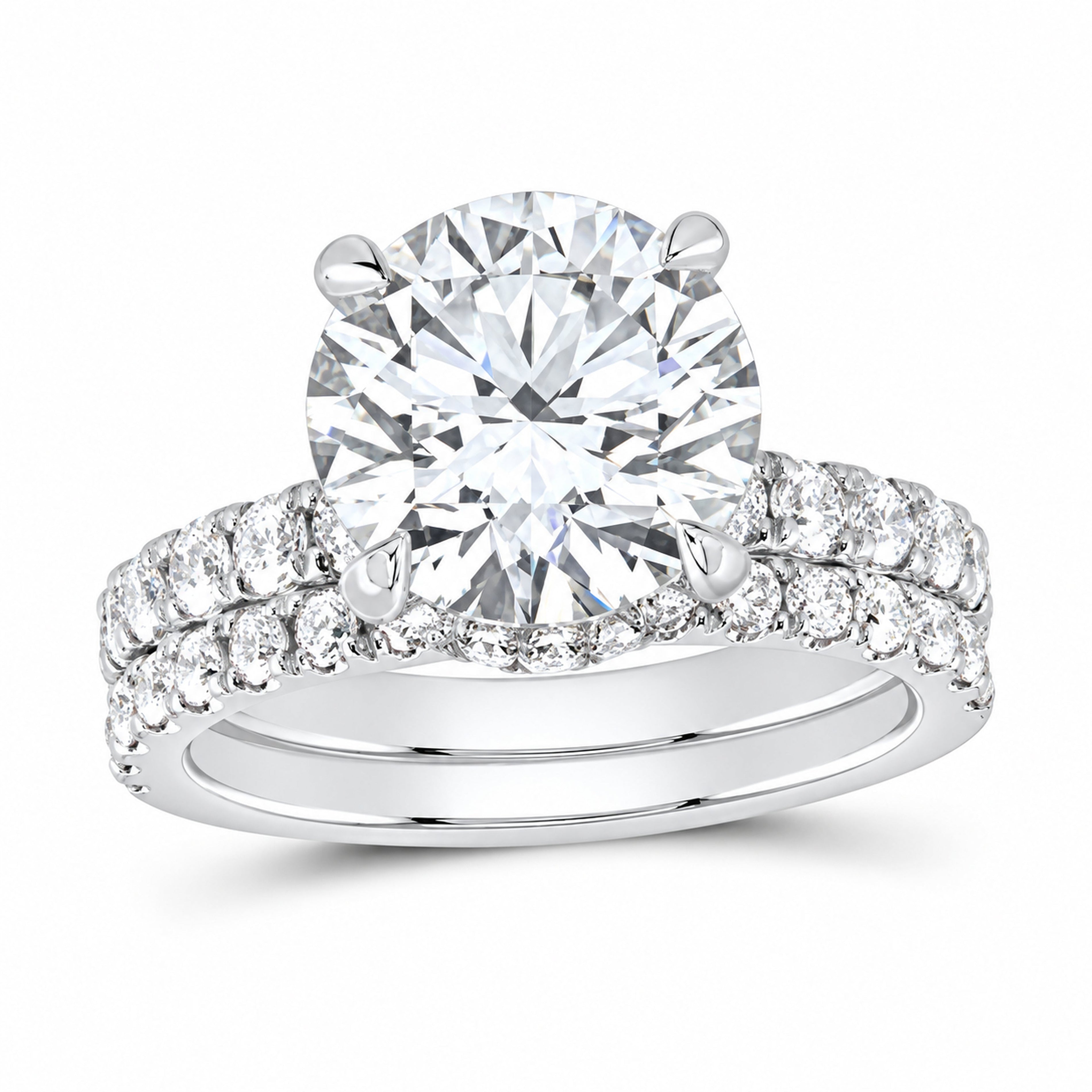 14K White Gold 5 1/3 CTW Lab-Grown Diamond Round Bridal Ring Set