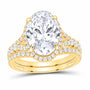 14K Yellow Gold 5 CTW Lab-Grown Diamond Oval Single Halo Bridal Ring Set