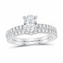 14K White Gold 1 1/4 CTW Lab-Grown Diamond Oval Bridal Ring Set